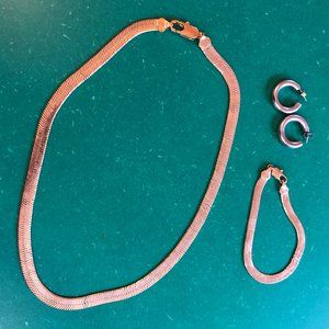 Laura Lombardi Gold Herringbone Chain Necklack and Bracelet